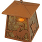 Meyda Lighting Cowboy & Steer 10" Rust Pendant Light With Amber Mica Shade Glass