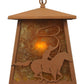 Meyda Lighting Cowboy & Steer 10" Rust Pendant Light With Amber Mica Shade Glass