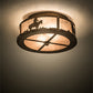 Meyda Lighting Cowboy & Steer 16" 2-Light Antique Copper Flush Mount Light With Silver Mica Shade Glass