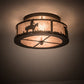 Meyda Lighting Cowboy & Steer 16" 2-Light Bronze Flush Mount Light With Silver Mica Shade Glass