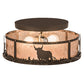 Meyda Lighting Cowboy & Steer 16" 2-Light Bronze Flush Mount Light With Silver Mica Shade Glass