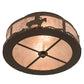 Meyda Lighting Cowboy & Steer 16" 2-Light Bronze Flush Mount Light With Silver Mica Shade Glass