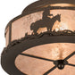 Meyda Lighting Cowboy & Steer 16" 2-Light Bronze Flush Mount Light With Silver Mica Shade Glass