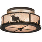 Meyda Lighting Cowboy & Steer 16" 2-Light Oil Rubbed Bronze Flush Mount Light With Silver Mica Shade Glass