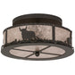 Meyda Lighting Cowboy & Steer 16" 2-Light Oil Rubbed Bronze Flush Mount Light With Silver Mica Shade Glass