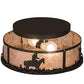 Meyda Lighting Cowboy & Steer 16" 2-Light Oil Rubbed Bronze Flush Mount Light With Silver Mica Shade Glass