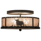 Meyda Lighting Cowboy & Steer 16" 2-Light Oil Rubbed Bronze Flush Mount Light With Silver Mica Shade Glass