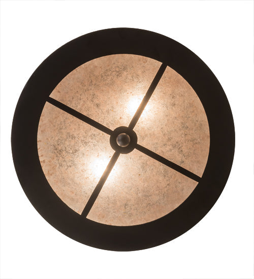 Meyda Lighting Cowboy & Steer 16" 2-Light Oil Rubbed Bronze Flush Mount Light With Silver Mica Shade Glass
