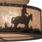 Meyda Lighting Cowboy & Steer 16" 2-Light Oil Rubbed Bronze Flush Mount Light With Silver Mica Shade Glass