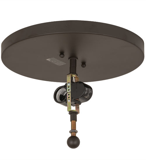 Meyda Lighting Cowboy & Steer 16" 2-Light Oil Rubbed Bronze Flush Mount Light With Silver Mica Shade Glass
