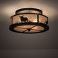 Meyda Lighting Cowboy & Steer 16" 2-Light Oil Rubbed Bronze Flush Mount Light With Silver Mica Shade Glass