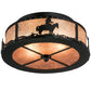 Meyda Lighting Cowboy & Steer 16" 2-Light Textured Black Flush Mount Light With Silver Mica Shade Glass