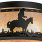 Meyda Lighting Cowboy & Steer 16" 2-Light Textured Black Flush Mount Light With Silver Mica Shade Glass