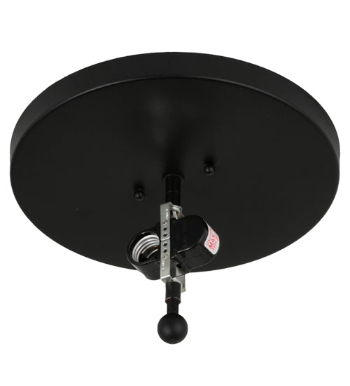 Meyda Lighting Cowboy & Steer 16" 2-Light Textured Black Flush Mount Light With Silver Mica Shade Glass