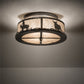 Meyda Lighting Cowboy & Steer 16" 2-Light Timeless Bronze Flush Mount Light With Silver Mica Shade Glass