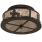 Meyda Lighting Cowboy & Steer 16" 2-Light Timeless Bronze Flush Mount Light With Silver Mica Shade Glass