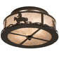 Meyda Lighting Cowboy & Steer 16" 2-Light Timeless Bronze Flush Mount Light With Silver Mica Shade Glass