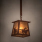 Meyda Lighting Cowboy & Steer 169618 10" Rust Pendant Light With Silver Mica Shade Glass