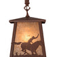 Meyda Lighting Cowboy & Steer 169618 10" Rust Pendant Light With Silver Mica Shade Glass