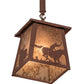 Meyda Lighting Cowboy & Steer 169618 10" Rust Pendant Light With Silver Mica Shade Glass