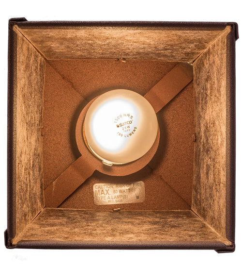 Meyda Lighting Cowboy & Steer 169618 10" Rust Pendant Light With Silver Mica Shade Glass