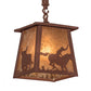 Meyda Lighting Cowboy & Steer 169618 10" Rust Pendant Light With Silver Mica Shade Glass