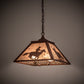 Meyda Lighting Cowboy & Steer 22" 2-Light Rust Pendant Light With Silver Mica Shade Glass