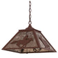 Meyda Lighting Cowboy & Steer 22" 2-Light Rust Pendant Light With Silver Mica Shade Glass