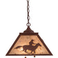 Meyda Lighting Cowboy & Steer 22" 2-Light Rust Pendant Light With Silver Mica Shade Glass