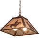Meyda Lighting Cowboy & Steer 22" 2-Light Rust Pendant Light With Silver Mica Shade Glass