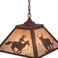 Meyda Lighting Cowboy & Steer 22" 2-Light Rust Pendant Light With Silver Mica Shade Glass