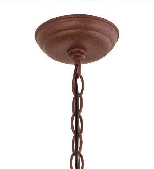 Meyda Lighting Cowboy & Steer 22" 2-Light Rust Pendant Light With Silver Mica Shade Glass