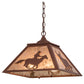 Meyda Lighting Cowboy & Steer 22" 2-Light Rust Pendant Light With Silver Mica Shade Glass