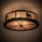 Meyda Lighting Cowboy & Steer 22" 2-Light Textured Black Flush Mount Light With Silver Mica Shade Glass