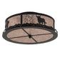 Meyda Lighting Cowboy & Steer 22" 2-Light Textured Black Flush Mount Light With Silver Mica Shade Glass