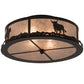 Meyda Lighting Cowboy & Steer 22" 2-Light Textured Black Flush Mount Light With Silver Mica Shade Glass