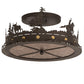 Meyda Lighting Cowboy & Steer 22" 4-Light Bronze Flush Mount Light With Silver Mica Shade Glass