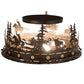 Meyda Lighting Cowboy & Steer 22" 4-Light Bronze Flush Mount Light With Silver Mica Shade Glass