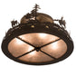 Meyda Lighting Cowboy & Steer 22" 4-Light Bronze Flush Mount Light With Silver Mica Shade Glass