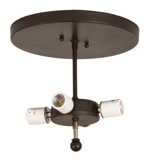 Meyda Lighting Cowboy & Steer 22" 4-Light Bronze Flush Mount Light With Silver Mica Shade Glass