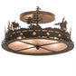 Meyda Lighting Cowboy & Steer 22" 4-Light Bronze Flush Mount Light With Silver Mica Shade Glass