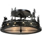 Meyda Lighting Cowboy & Steer 22" 4-Light Textured Black Flush Mount Light With Silver Mica Shade Glass