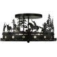 Meyda Lighting Cowboy & Steer 22" 4-Light Textured Black Flush Mount Light With Silver Mica Shade Glass