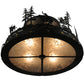 Meyda Lighting Cowboy & Steer 22" 4-Light Textured Black Flush Mount Light With Silver Mica Shade Glass