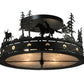 Meyda Lighting Cowboy & Steer 22" 4-Light Textured Black Flush Mount Light With Silver Mica Shade Glass