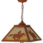 Meyda Lighting Cowboy & Steer 23" 2-Light Earth Pendant Light With Beige Art Shade Glass