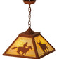 Meyda Lighting Cowboy & Steer 23" 2-Light Earth Pendant Light With Beige Art Shade Glass