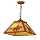 Meyda Lighting Cowboy & Steer 23" 2-Light Earth Pendant Light With Beige Art Shade Glass