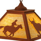 Meyda Lighting Cowboy & Steer 23" 2-Light Earth Pendant Light With Beige Art Shade Glass