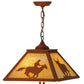 Meyda Lighting Cowboy & Steer 23" 2-Light Earth Pendant Light With Beige Art Shade Glass